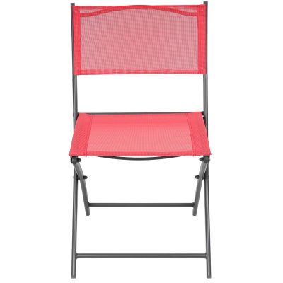 20. BALCONY FURNITURE SET ROUND TABLE AND 2 FOLDING CHAIRS RED