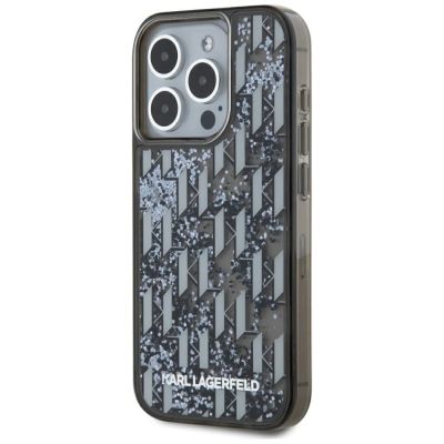 2. Karl Lagerfeld Liquide Glitter Monogram Gradient iPhone 15 Pro Max Case - Black