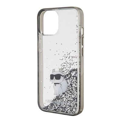 6. Karl Lagerfeld Liquid Glitter Choupette case for iPhone 15 - transparent