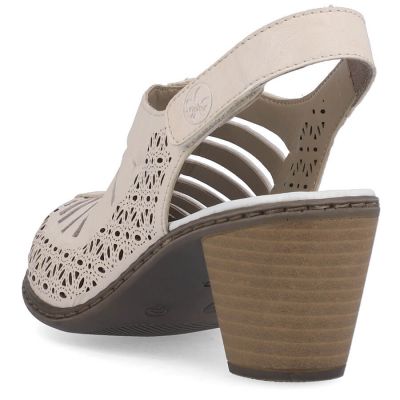 9. Rieker W RKR49B beige leather high heel sandals