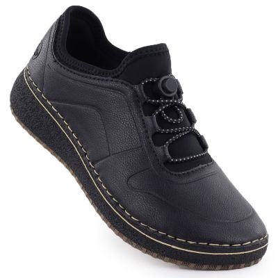 Rieker 50960-00 women's leather high-heeled shoes, black