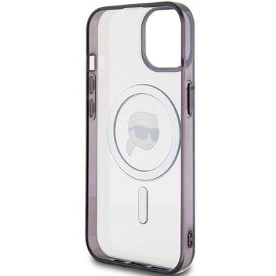 7. Karl Lagerfeld KLHMP15SHKHNOTK iPhone 15 6.1" transparent hardcase IML Karl`s Head MagSafe