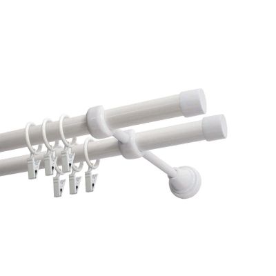 Double Curtain Rod Ø 19 mm White 240 cm LUNA with Rings KOWALSKI