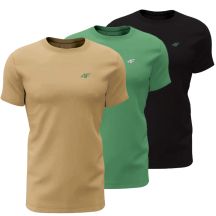 Men's T-shirt 4F M4481 3-pack beige, green, black 4FWSS26TTSHM4481 92S