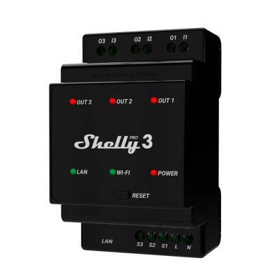 Shelly "Pro 3" Smart Switch WLAN & LAN Switching Drive 3 x 16 A