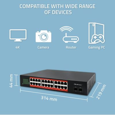 3. Qoltec Network Switch SWITCH Gigabit Ethernet | 24x RJ45 | 2x SFP | 1000 Mb/s