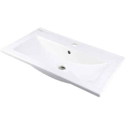 Ceramic recessed washbasin with space for a tap