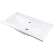 Ceramic recessed washbasin with space for a tap