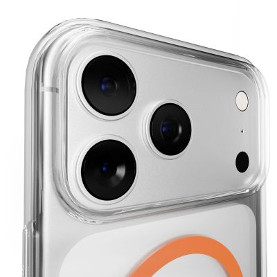 6. Puro Lite Mag TPU+PC Case Compatible with MagSafe for iPhone 17 Pro Max - Transparent with Orange Ring