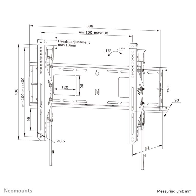 18. Neomounts WL35-750BL16 TV Mount 2.18 m (86") Black