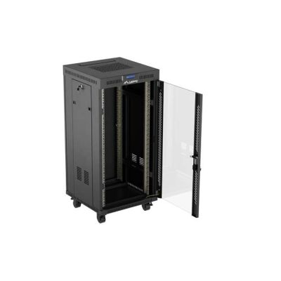 18. LANBERG FLOOR RACK CABINET 19" 24U 600X600 BLACK GLASS DOOR LCD (FLAT PACK) V2
