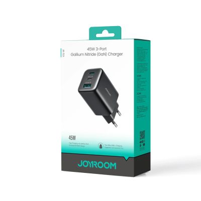 7. Joyroom JR-TO1 GaN 45 USB-C Lightning USB-A Wall Charger - Black