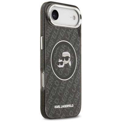 4. Karl Lagerfeld IML Glitter Karl & Choupette Heads Logo MagSafe iPhone Air Case - Black