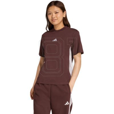 Women's adidas Essentials 3-Stripes Cotton T-shirt brown JX7621
