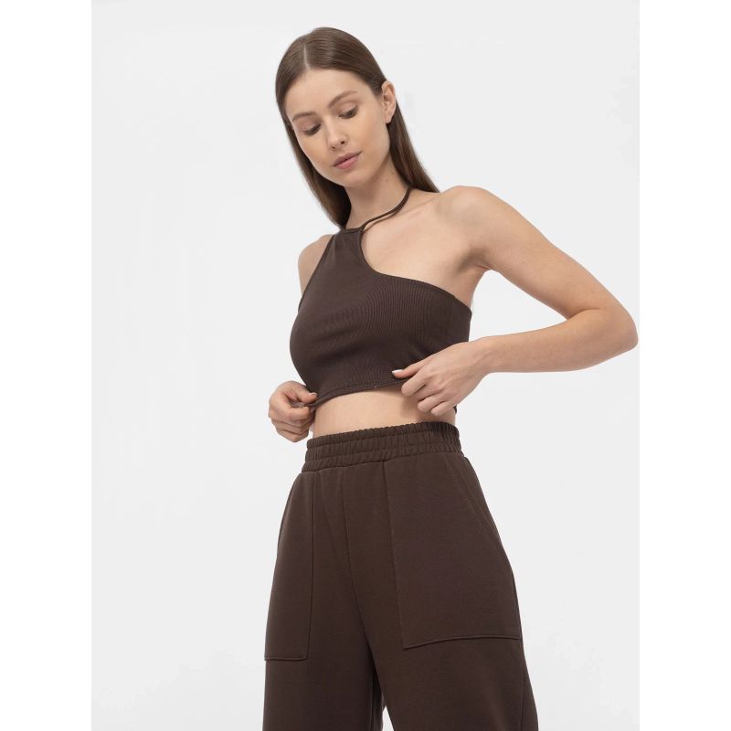 Women's asymmetrical one-shoulder crop top 4F