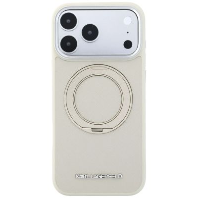 3. Karl Lagerfeld Ring Stand 360 Saffiano Classic Logo MagSafe Case for iPhone 18 Pro Max / 17 Pro Max - Beige