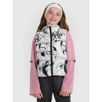 Girls' down vest with synthetic filling 4F 4FJRAW25TVJAF320-11A