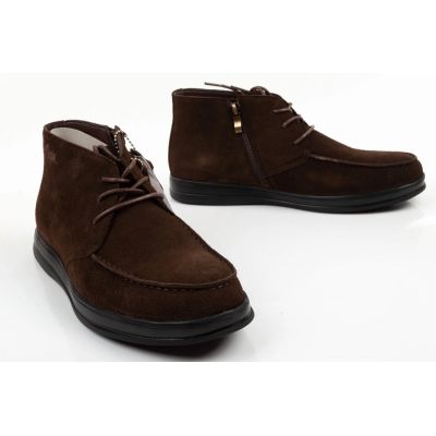 7. Lee Cooper men's elegant brown leather ankle boots with zipper