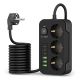 2. Tech-Protect PC3X6 Power Strip 3 Sockets 240V + 3xUSB-A + 3xUSB-C 200cm - Black