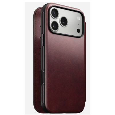 NOMAD Modern Leather Folio - MagSafe-compatible leather case for iPhone 17 Pro Max, Horween leather (burgundy)