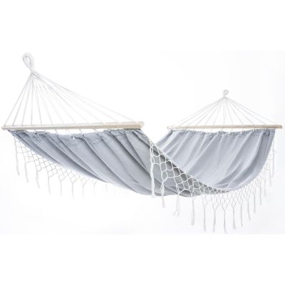 28. GARDEN HAMMOCK FOR 1 PERSON 200X100CM WITH SPREADER BAR AND FRINGE MIAMI GRAY