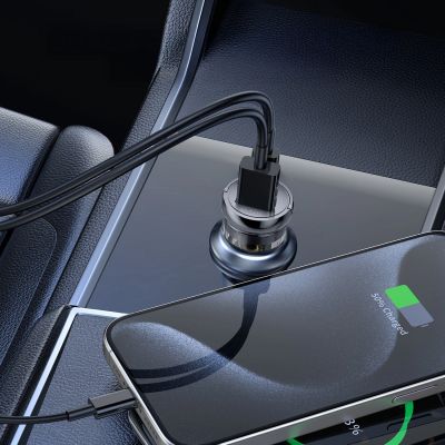 6. Wozinsky 65W Car Charger USB-C PD 65W / USB-A 45W QC 3.0 - Black