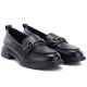 5. Women's leather loafers, black, Vinceza 133115