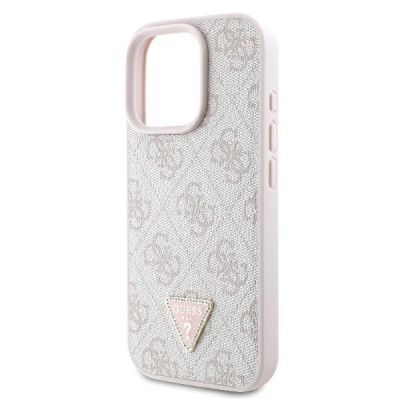 6. Guess Leather 4G Triangle Strass MagSafe Case for iPhone 16 Pro Max - Pink