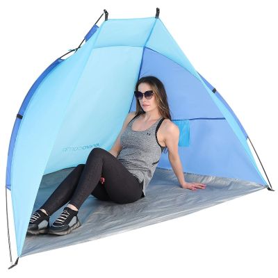 11. BEACH SHELTER SUN TENT 200x120x120cm BLUE-NAVY BLUE ENERO CAMP