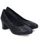 11. Women's leather pumps with a low heel, black Rieker 44650-05