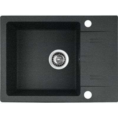 PYRAMIS LEFKADA sink (59x44) 1B 1D black + Lungo volcano Black Edition tap - 070261111LBE