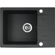 PYRAMIS LEFKADA sink (59x44) 1B 1D black + Lungo volcano Black Edition tap - 070261111LBE