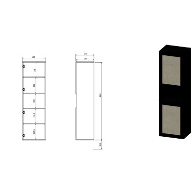 2. Jute display cabinet 50x39.5x190 black + calabria linoleum