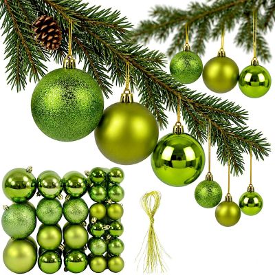 DECORATIVE PLASTIC BAUBLE SAFE 46 PCS GREEN MICA