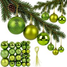 DECORATIVE PLASTIC BAUBLE SAFE 46 PCS GREEN MICA