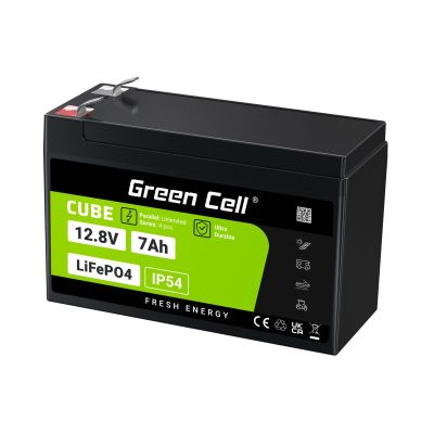 23. GREEN CELL LIFEPO4 CUBE BATTERY 7AH 12V/12.8V 89.6WH LFPGC12V7AH