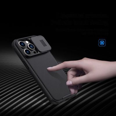 12. Nillkin CamShield Pro Case iPhone 14 Pro Armored Cover Camera Protector Blue