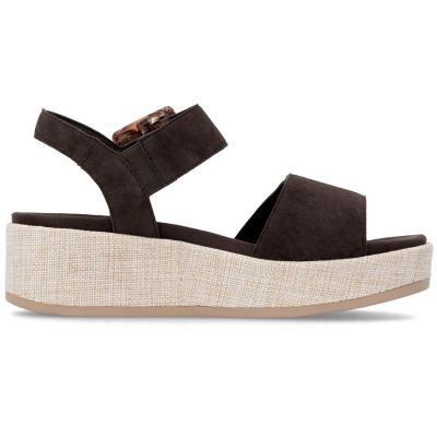 2. Women's brown leather wedge sandals Remonte by Rieker D1N54-25