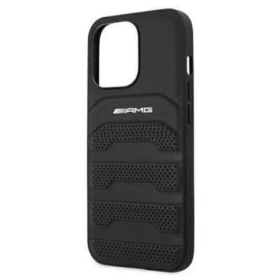 6. AMG AMHCP13XGSEBK iPhone 13 Pro Max 6,7" czarny/black hardcase Leather Debossed Lines