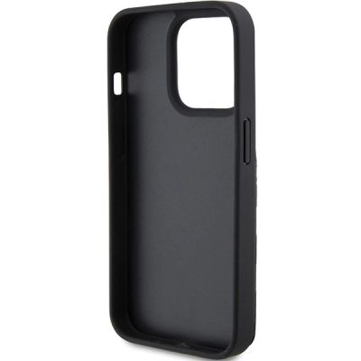7. Karl Lagerfeld Saffiano Cardslots and Stand Monogram Ikonik Patch case for iPhone 15 Pro - black