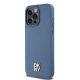 2. DKNY Leather Monogram Pattern Metal Logo MagSafe Case for iPhone 15 Pro Max - Blue