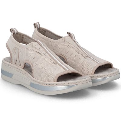 12. Women's pink slip-on platform sandals Rieker V59B5-31