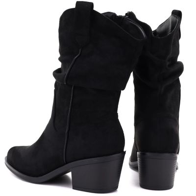 10. Women's ankle boots, ruffled cowboy boots, black, Vinceza HX27-16536