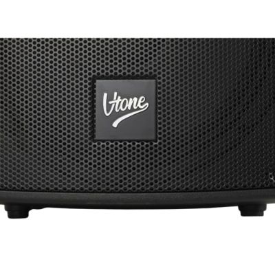 7. V-TONE BQ12 GO MP3 - Active speaker, rechargeable, black, Bluetooth, TWS, USB, SD, DSP, AUX, infrared remote control, 2x wireless microphones, extendable handle, transport wheels set