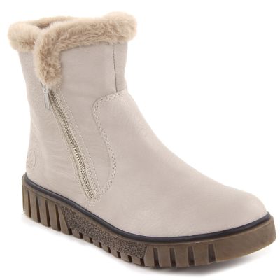 23. Beige women’s ankle boots with fur lining Rieker Y3481-60