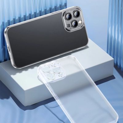 12. Baseus Frosted Glass Case Cover for iPhone 13 Pro Max Hard Cover with Gel Frame Transparent (ARWS000802)