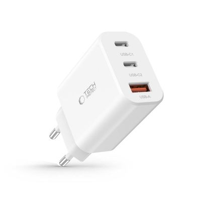 6. Tech-Protect NC30W charger 2x USB-C PD 30W / USB-A QC 3.0 - white