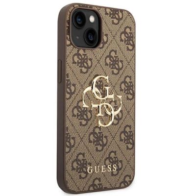 4. Guess 4G Big Metal Logo Case for iPhone 14 - Brown