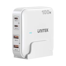 UNITEK GAN DESK CHARGER 100W 2XUSB-A 2XUSB-C WHITE