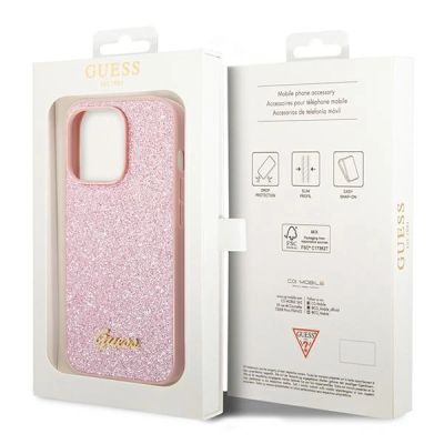 8. Guess GUHCP14LHGGSHP iPhone 14 Pro 6,1" różowy/pink hard case Glitter Script
